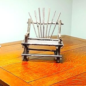 Small rough wood decorative adirondack chair doll bear rustic cottage